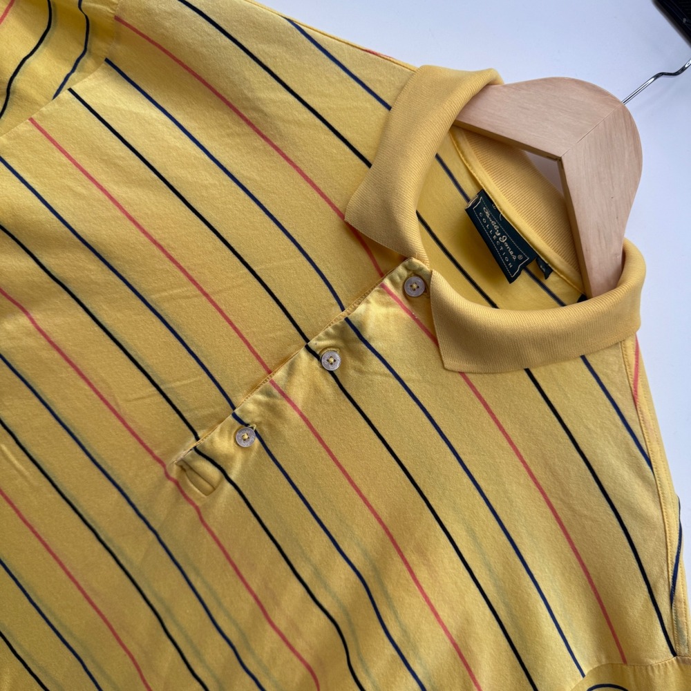Bobby Jones Polo Shirt Size M Yellow Striped Short Sleeve Golf Top